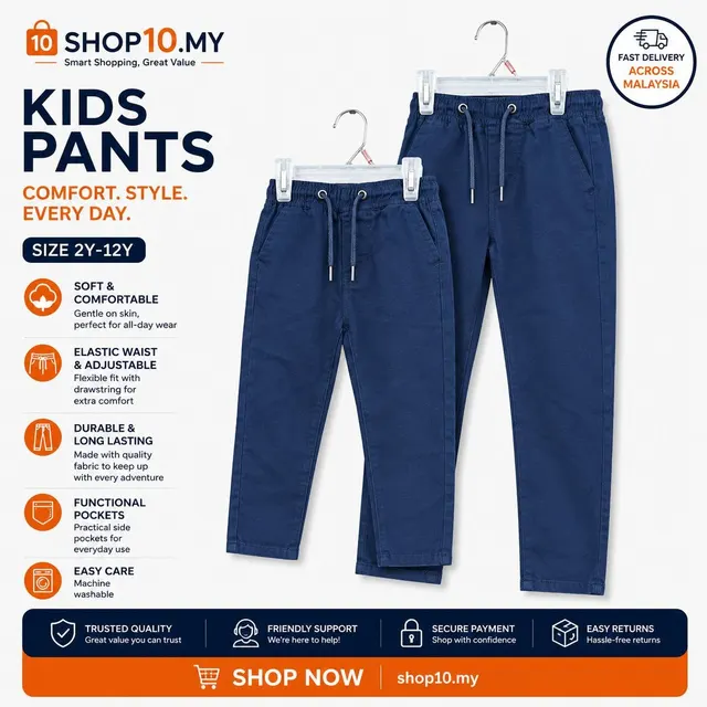 Kids Casual Long Pants Navy Blue Edition
