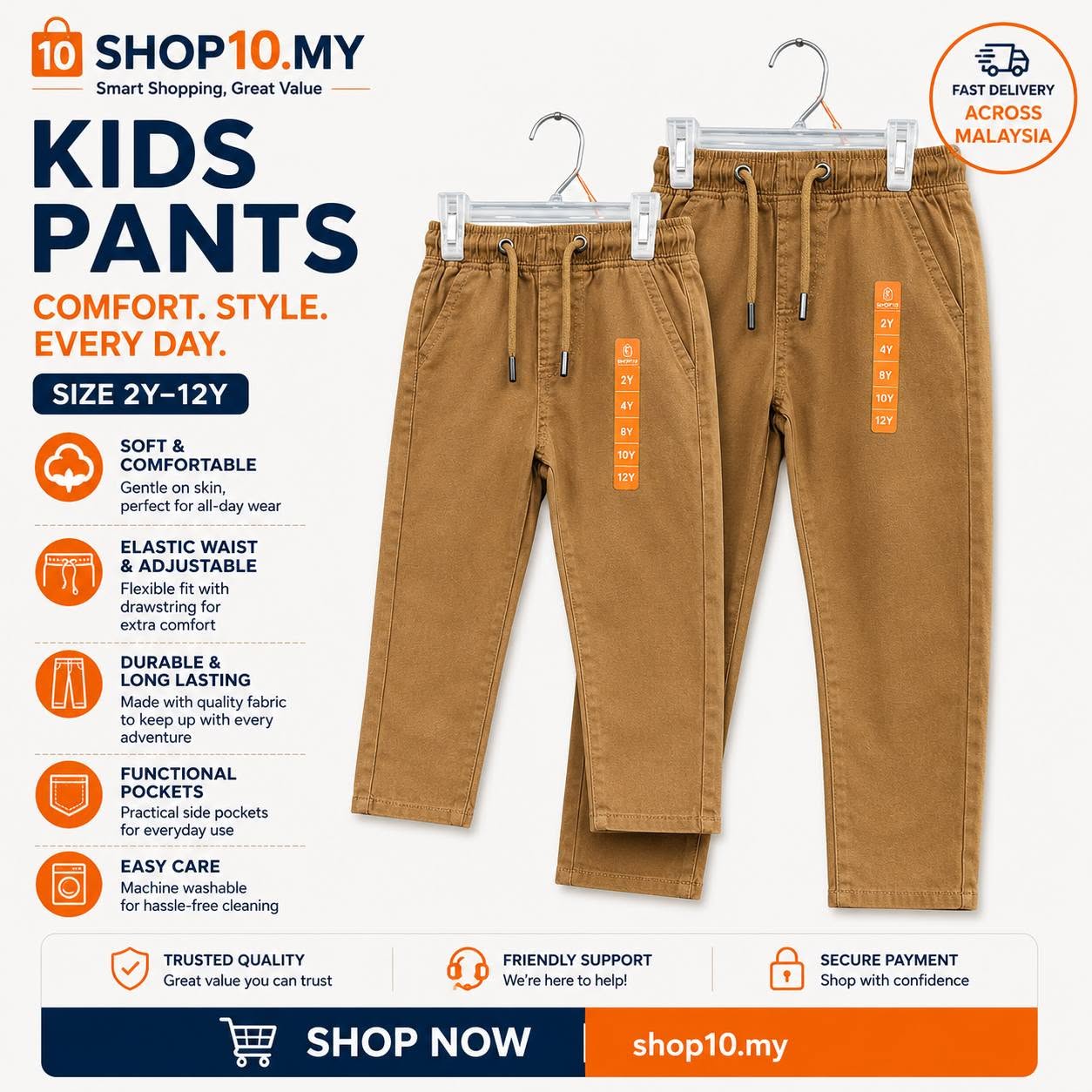 Kids Casual Long Pants Light Salmon Edition