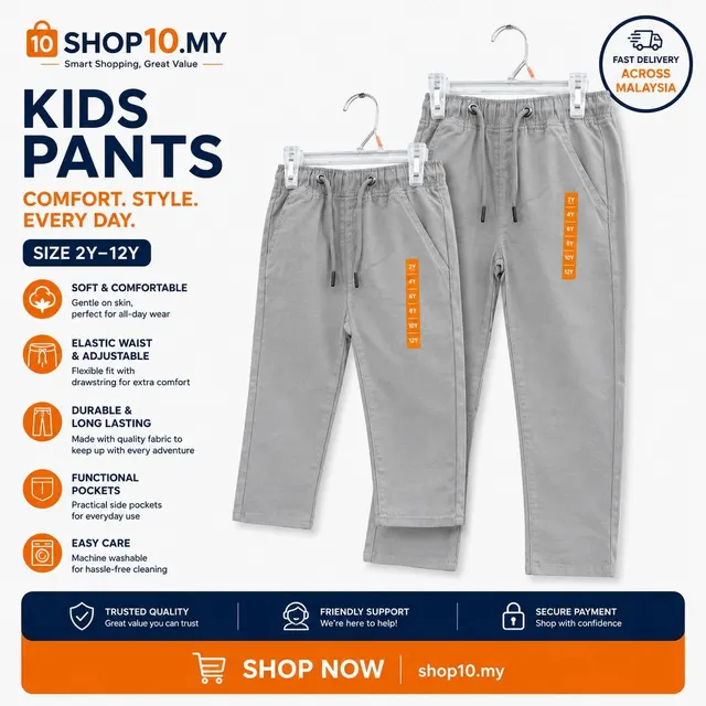 Kids Casual Long Pants Light Grey Edition