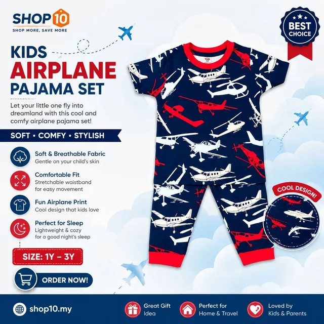 Kids Airplane Pajama Set
