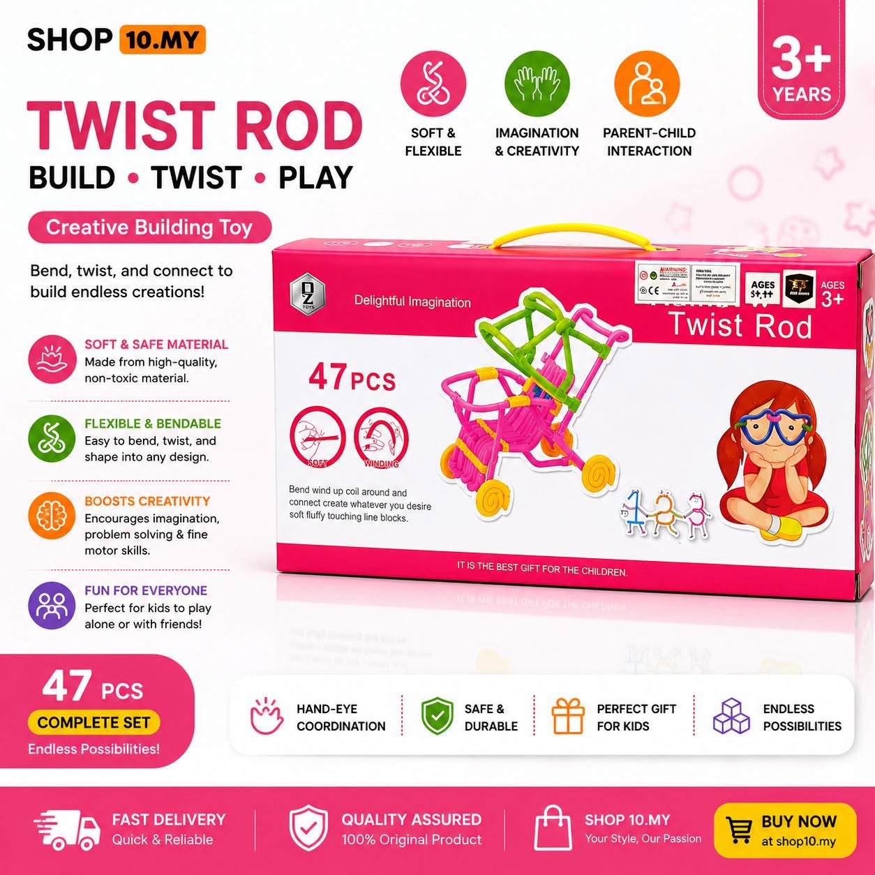 Twist Rod Creative Building Toy – 47PCS