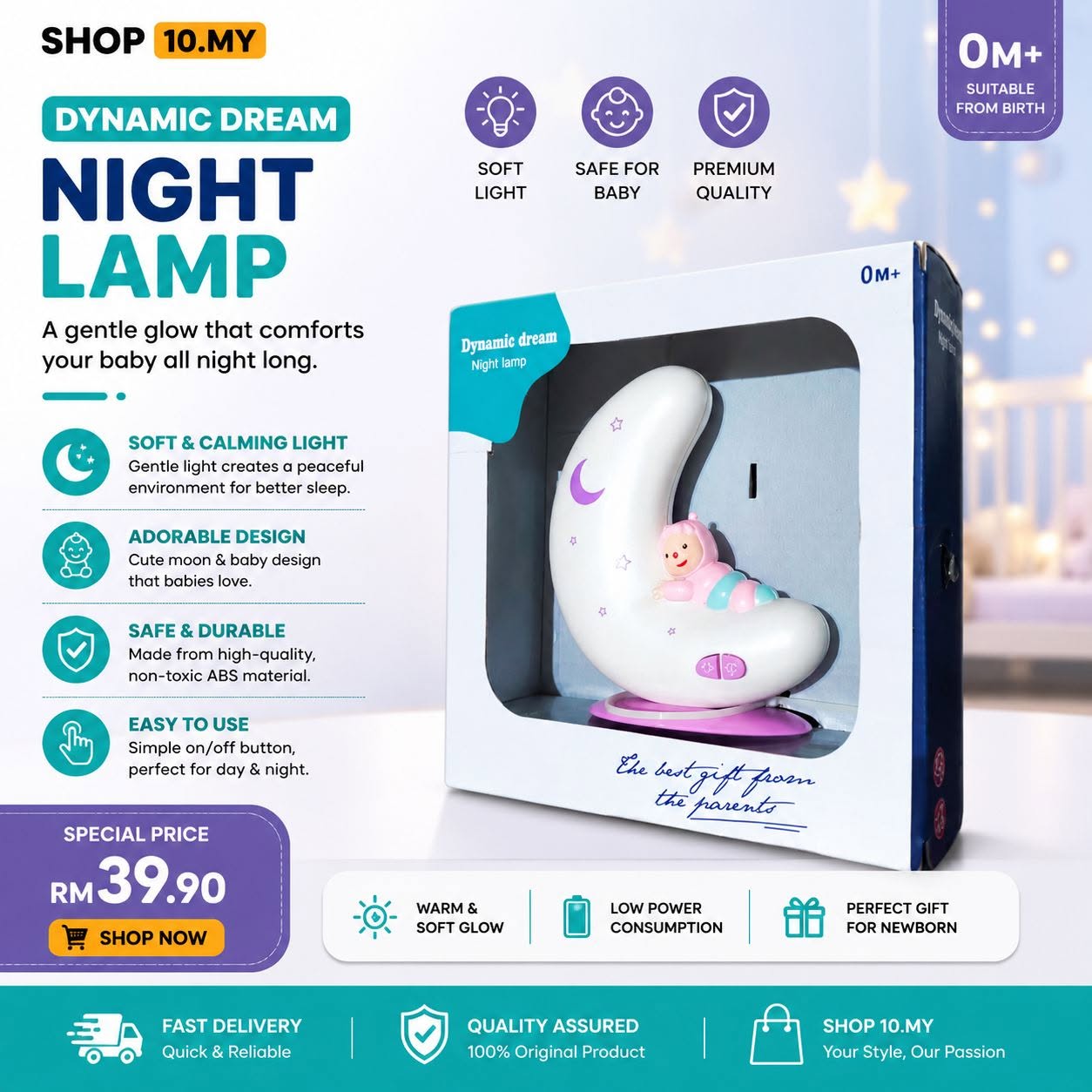 Dynamic Dream Night Lamp – Baby Sleeping Light