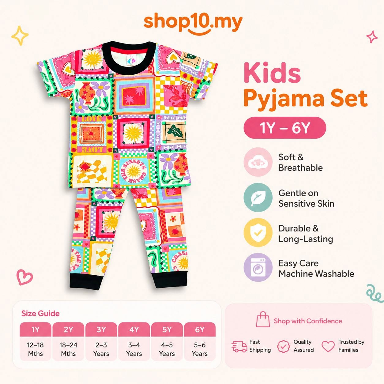 Colorful Kids Sleepwear Set