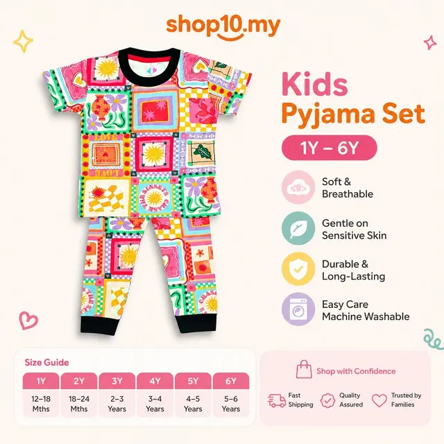 Colorful Kids Sleepwear Set