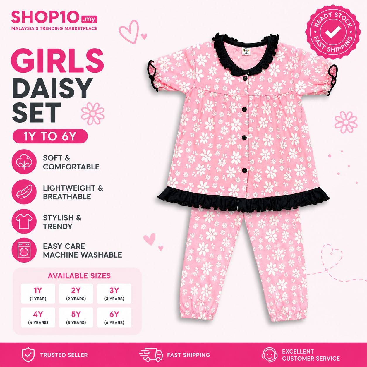 Pretty Pink Flower Girls Set