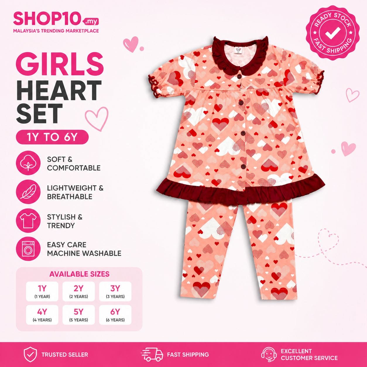 Sweet Heart Girls Sleepwear Set