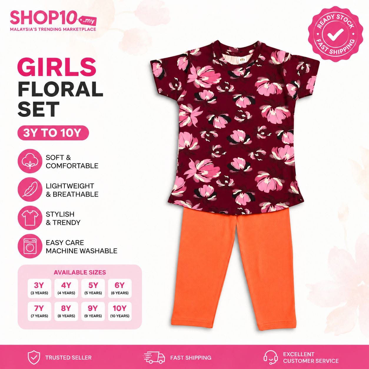 Stylish Floral Girls Set