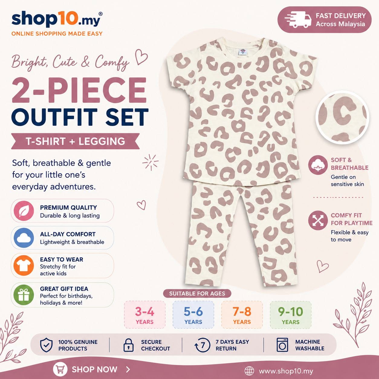 Trendy Leopard Girls Set