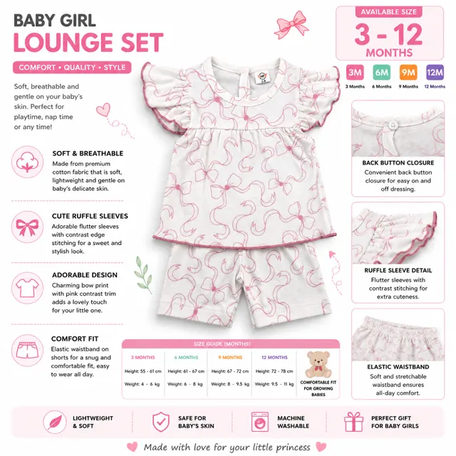Baby Girl Lounge Set (3–12 Months)